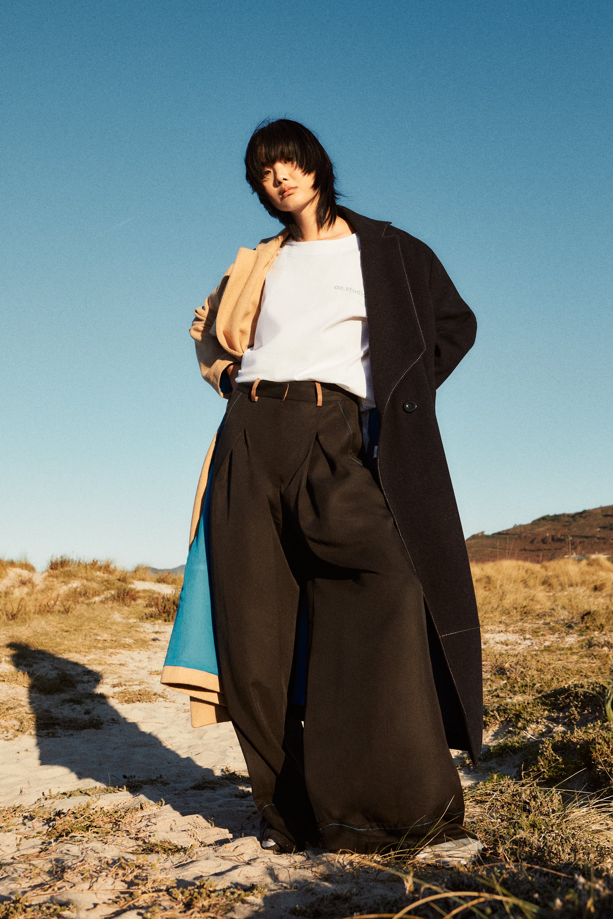 Abrigo Bi-Color  lana reciclada