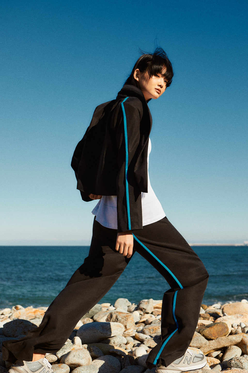 Blue stripe pantalones lyocell 100%