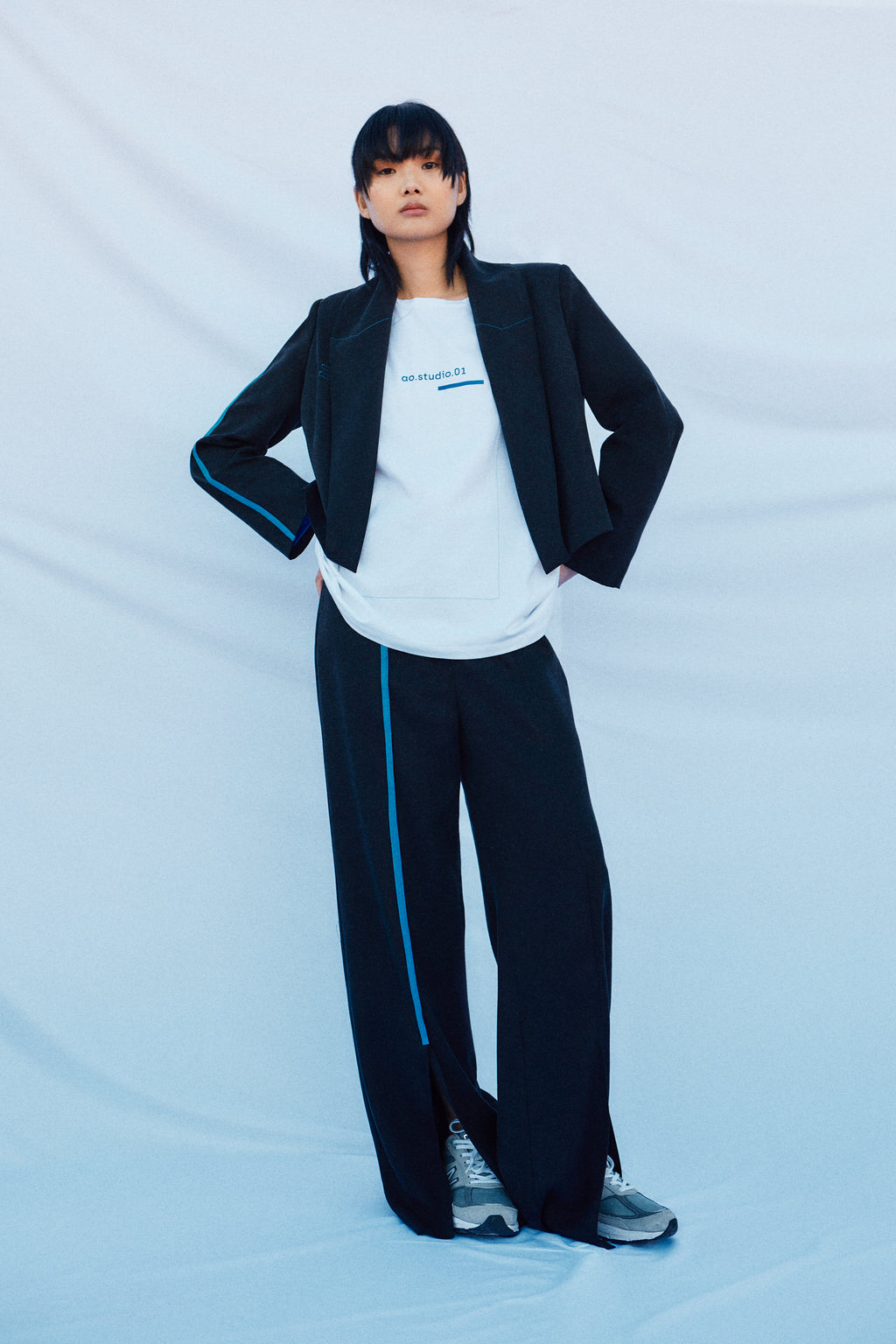 Blue stripe blazer lyocell 100%