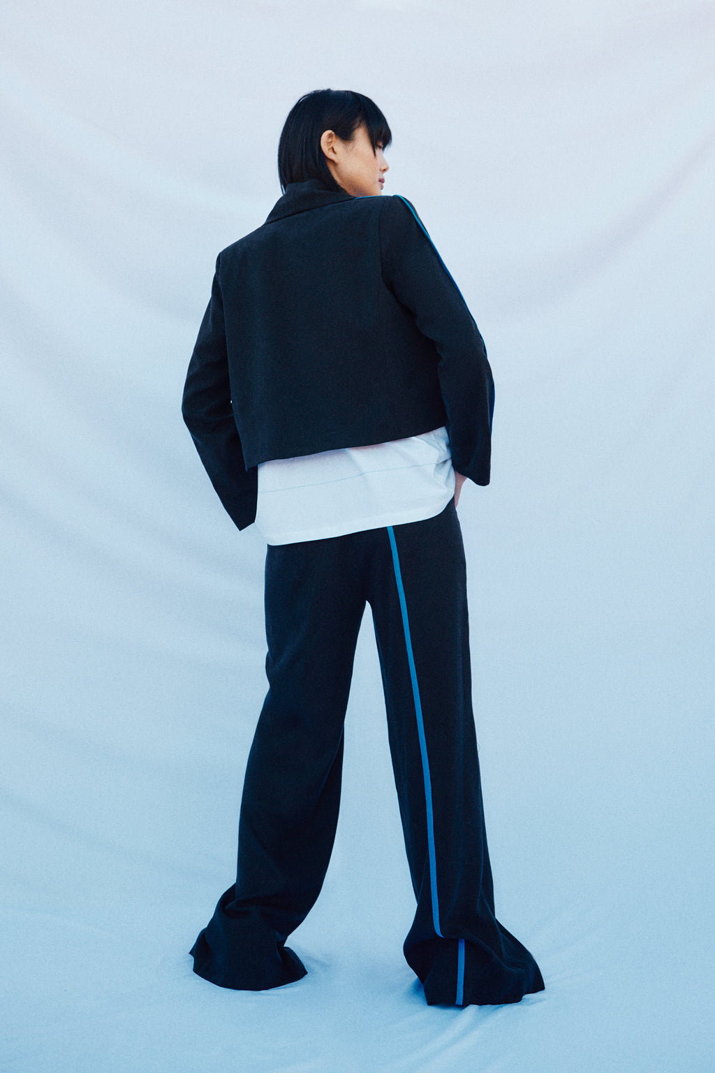 Blue stripe pantalones lyocell 100%