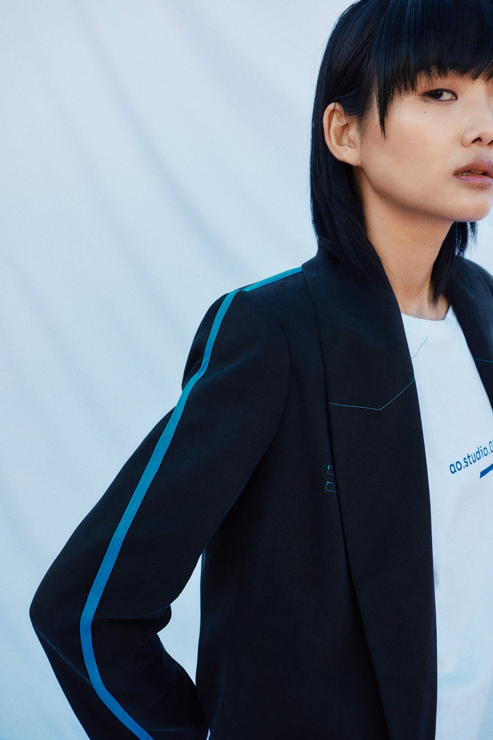 Blue stripe blazer lyocell 100%