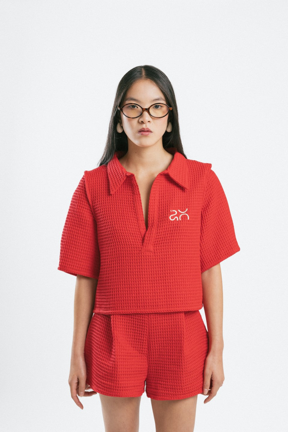 Crinkled Red Culotte