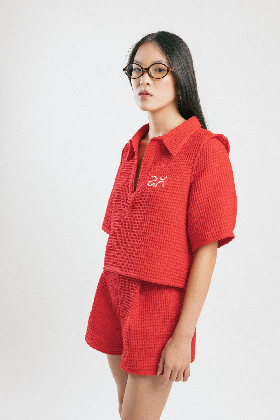 Crinkled Red Culotte