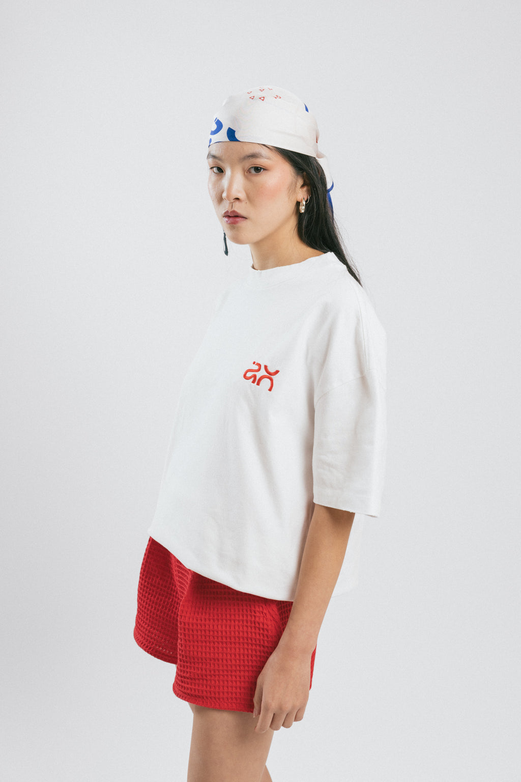 Camiseta AO cotton blanca red/navy logo