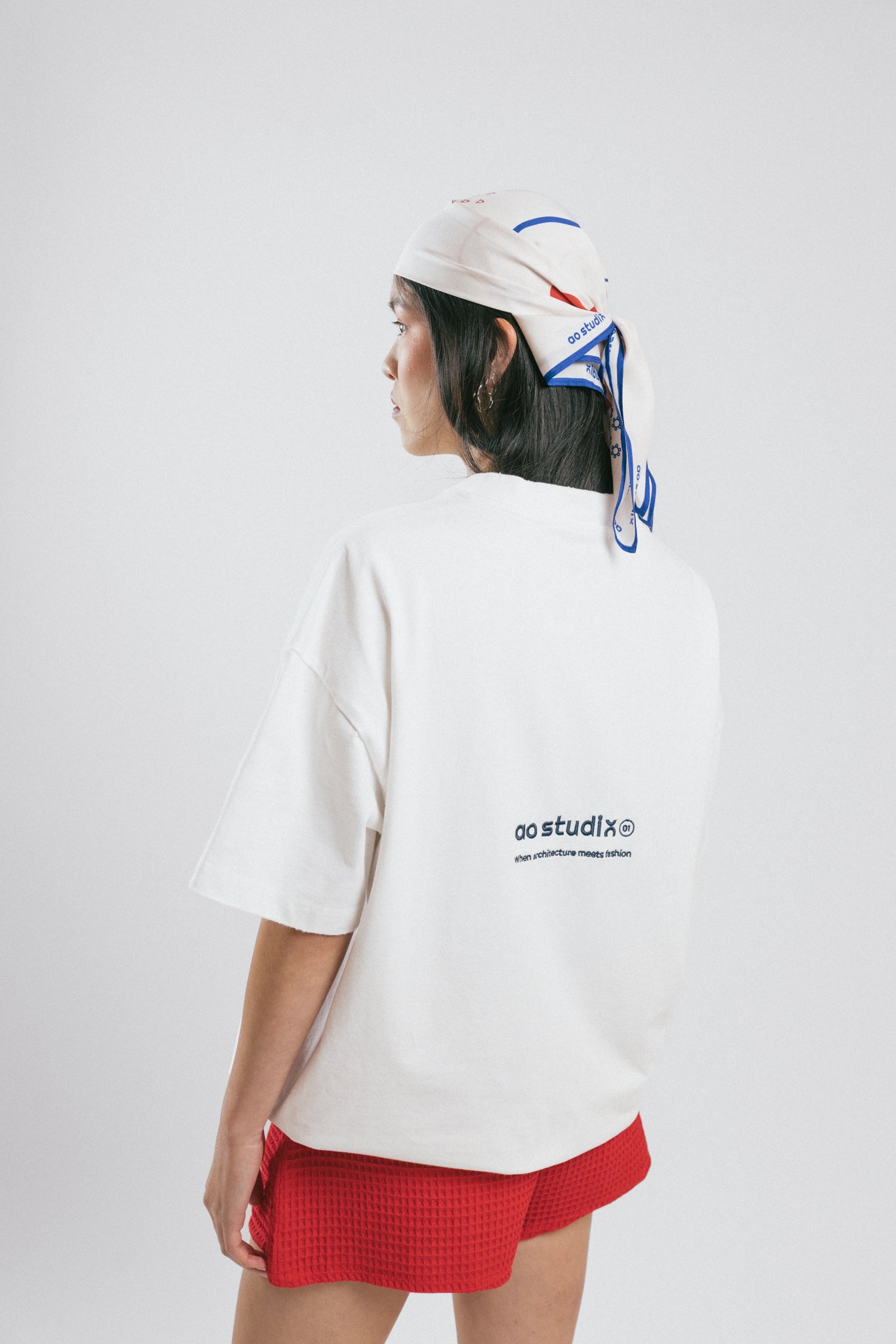 Camiseta AO cotton blanca red/navy logo